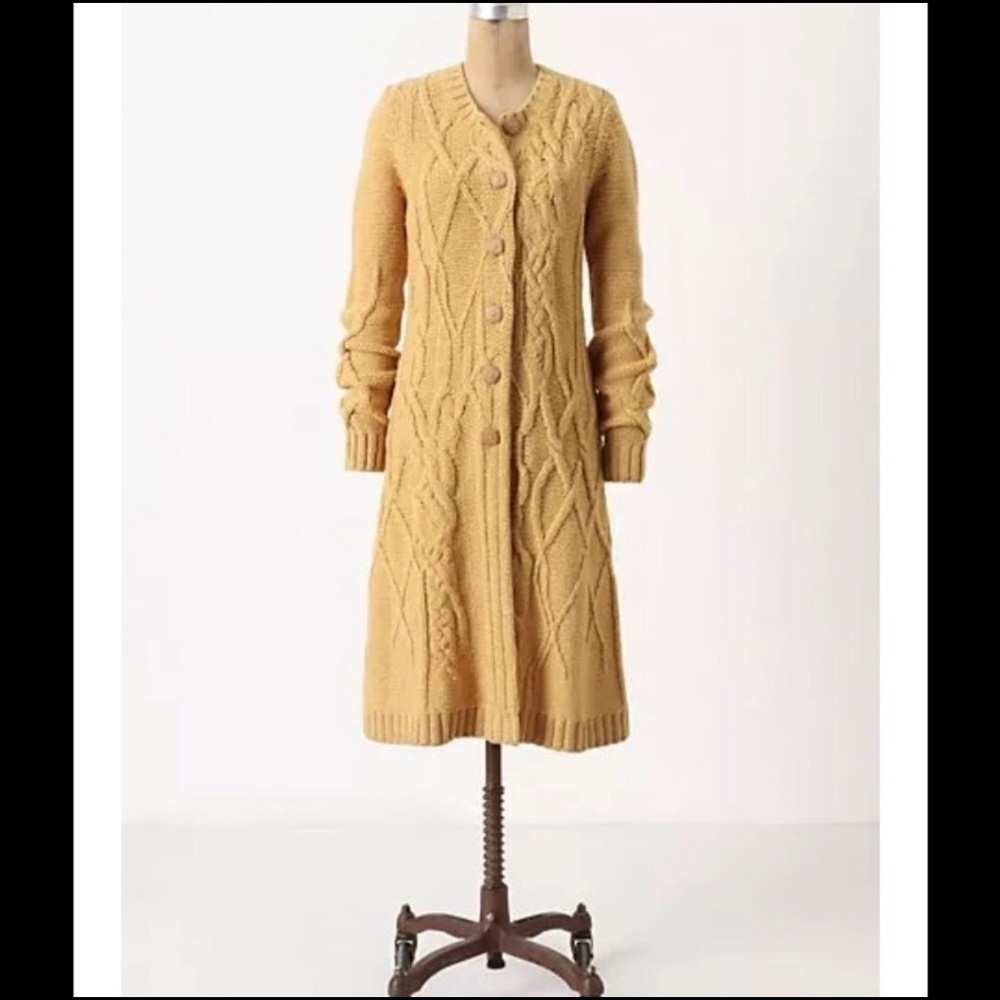 Anthropologie Coiled Cable Knit Sweater Coat